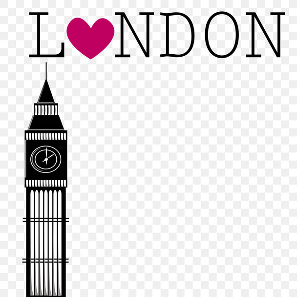 imagen del gran Ben y la inscripción Me encanta Londres. Imagen vectorial
. - Vector, Imagen