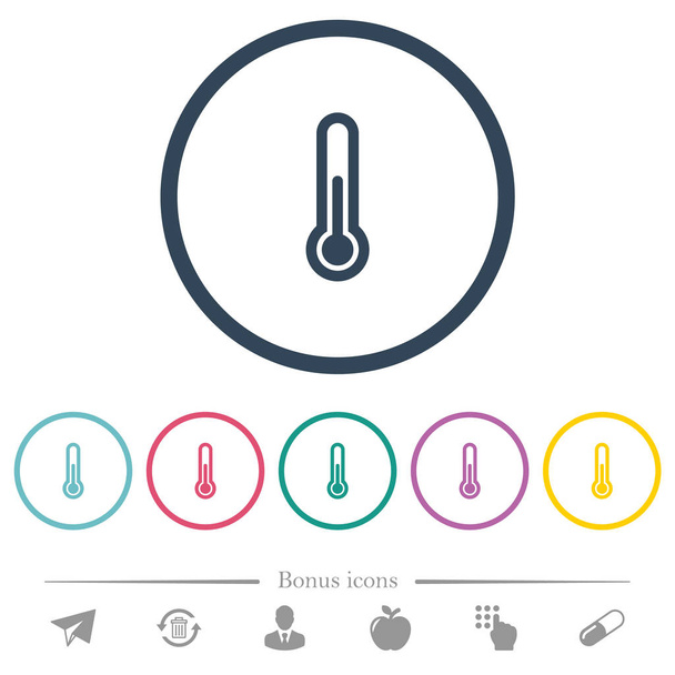 Termometro icone a colori piatte in contorni rotondi. 6 icone bonus incluse
. - Vettoriali, immagini