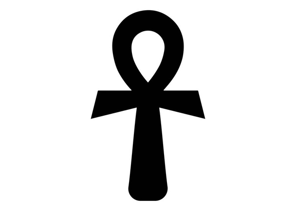 Ankh Mısır çapraz. Vektör çizim. Antik siyah ankh Mısır dini sembolü. Eski Mısırlılar Ankh sembolü olarak sonsuz yaşam için kullanılan - Vektör, Görsel
