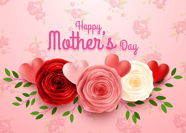 Happy Mother's Day met bloemen achtergrond - Vector, afbeelding