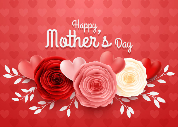 Happy Mother's Day with Hearts background - Wektor, obraz