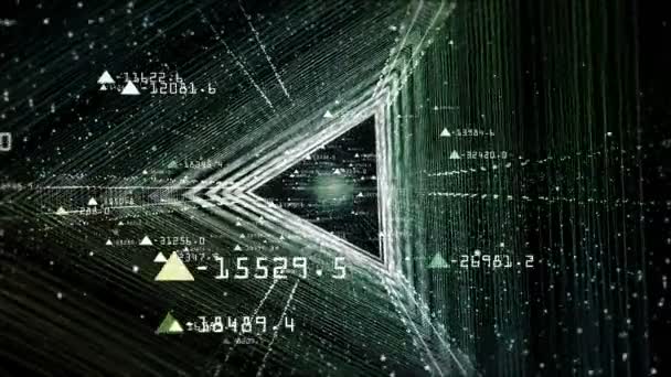 Triangle tunnel motion graphics background with information and lines from points and light  - Footage, Video