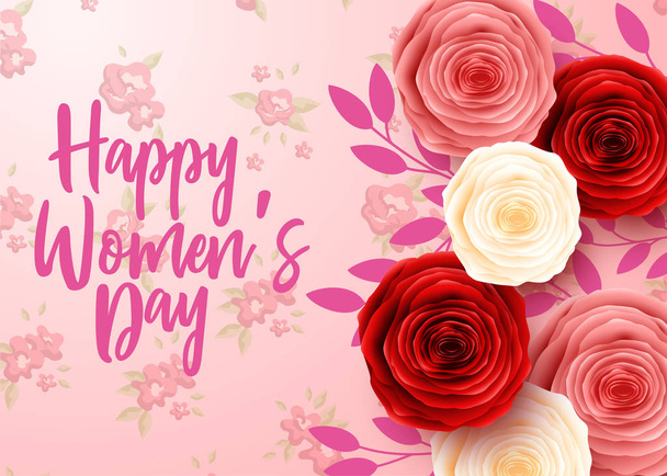 Happy International Women's Day with flower background - ベクター画像