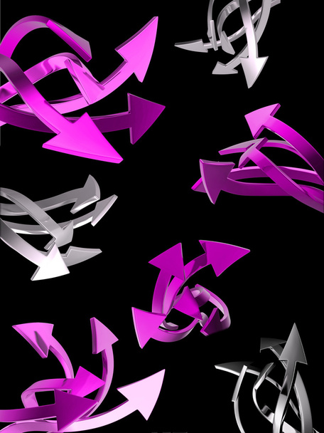 Conjunto de flechas rosadas sobre negro
 - Foto, Imagen