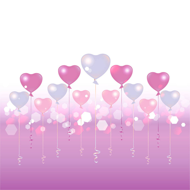 Día de San Valentín globos azul claro y rosa sobre fondo rosa claro, lindo telón de fondo romántico para la web y la ilustración de vectores de impresión. plantilla de tarjeta de felicitación, invitación de boda
 - Vector, imagen