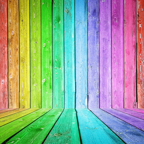 colorful wooden background texture. Multicolored planks wall. - Photo, Image