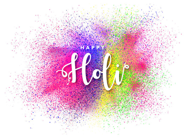 Stylish text Happy Holi on color splash background can be used as greeting card design. - Vector, afbeelding