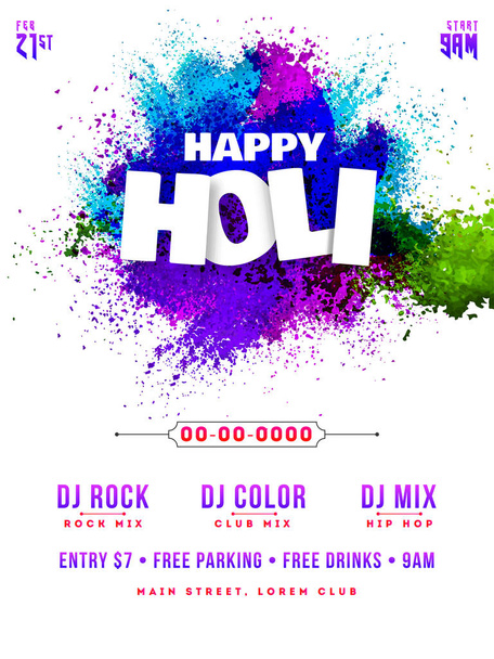 Colorful grunge effect on white background for holi festival celebration template design. - Vector, Image