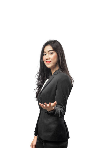 Portrait of asian business woman in formal wear posing on white background - Фото, зображення