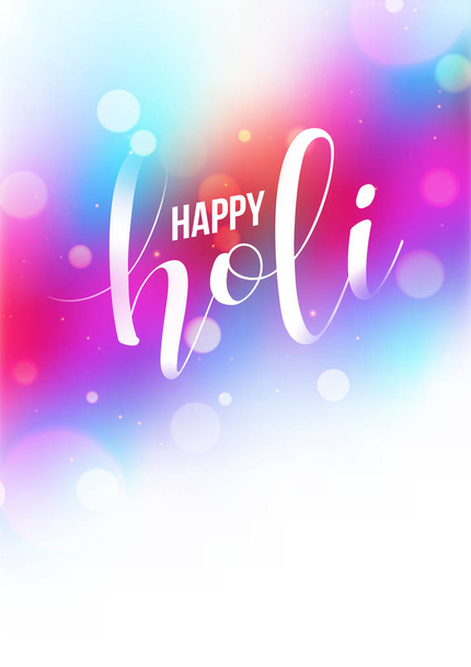 Stylish text happy holi on glossy bokeh background can be used as greeting card design. - Vektori, kuva