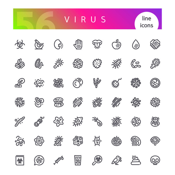 Virus Line Icons Set - Vector, Image