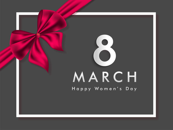 8 március női nap ünnepe poszter vagy sablon design fényes piros orr szalaggal. - Vektor, kép