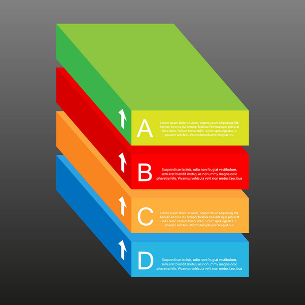Vektor négy színes téglalap doboz infographic - Vektor, kép
