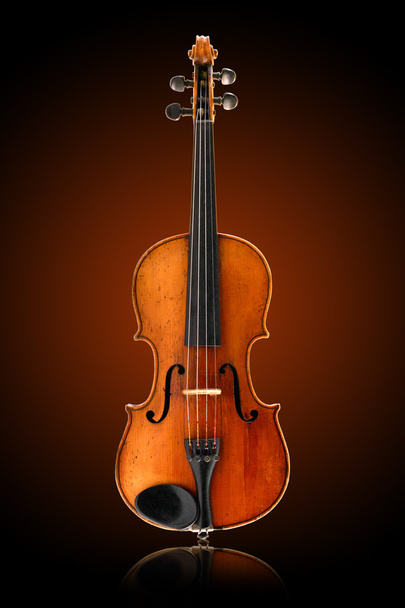 antique violin on brown background - Photo, Image
