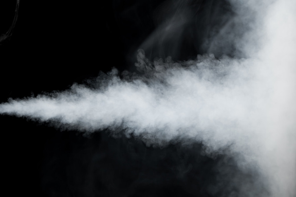 Biała smuga dymu na czarnym tle - Zdjęcie, obraz