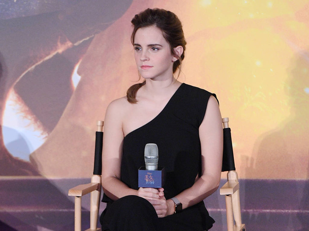 British actress Emma Watson attends a press conference for her new movie "Beauty and the Beast" in Shanghai, China, 28 February 2017. - Фото, изображение