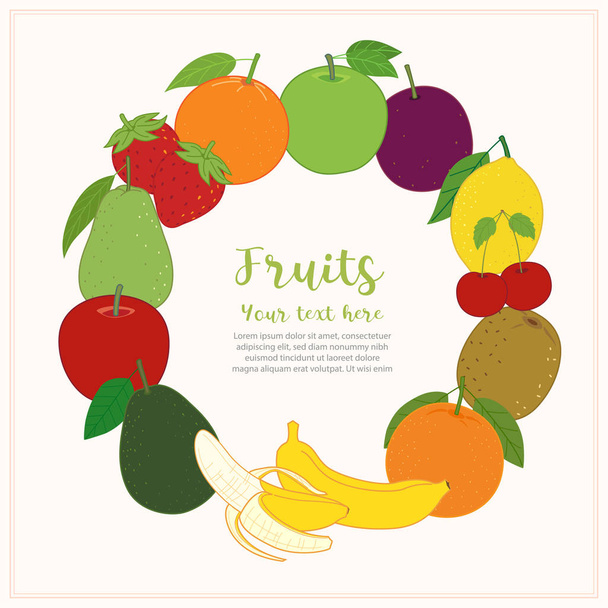 Fruits cute banner background template with copy space for promotional or sales event - Vector, Image