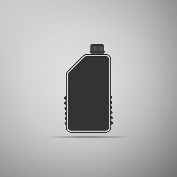 Domácí chemie prázdná plastová láhev ikona izolované na šedém pozadí. Tekuté čisticí prostředky nebo mýdlo, skvrnám, prádelna bělidlo, koupelnu nebo toaletu. Plochý design. Vektorové ilustrace - Vektor, obrázek