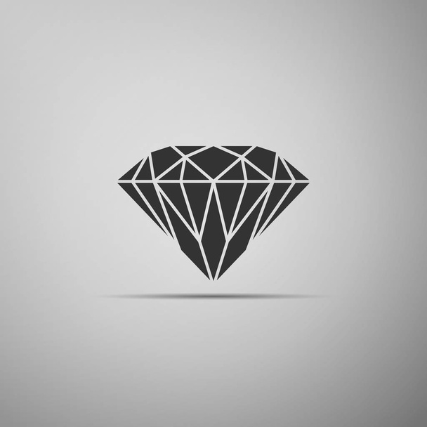 Diamant teken geïsoleerd op een grijze achtergrond. Symbool sieraden. Gem steen. Platte ontwerp. Vectorillustratie - Vector, afbeelding