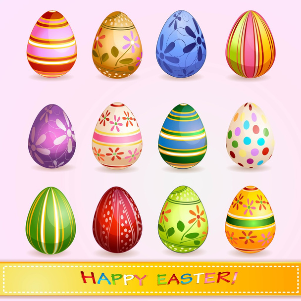 Conjunto de coloridos huevos de Pascua - Vector, Imagen
