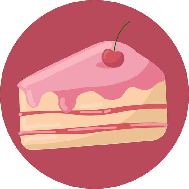 piece of cherry cake - Vektör, Görsel