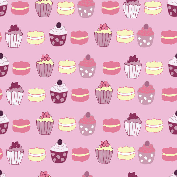 Cakes en Muffins naadloze patroon Design - Vector, afbeelding
