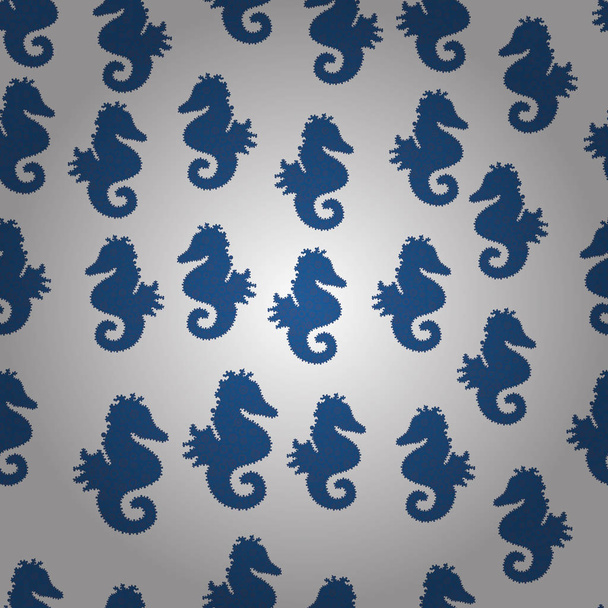 Vector. Hipocampo de caballos de mar acuarela ilustración sobre fondo blanco, neutro y azul. Patrón sin costura abstracto para niños, niñas, ropa, papel pintado
. - Vector, imagen