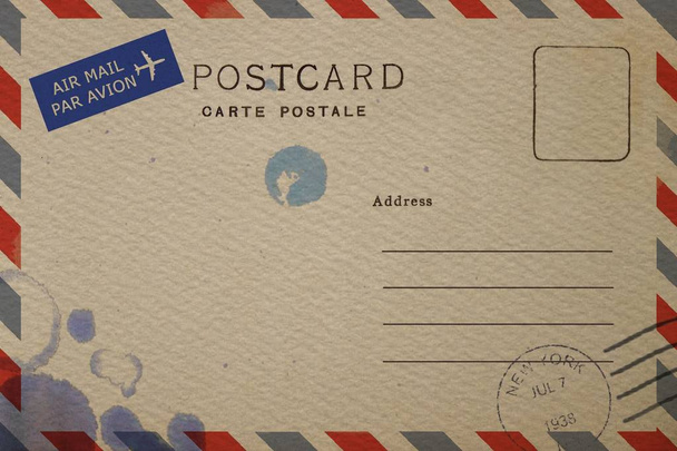 Πίσω από vintage καρτ-ποστάλ κενό, με βρώμικο λεκέ  - Φωτογραφία, εικόνα