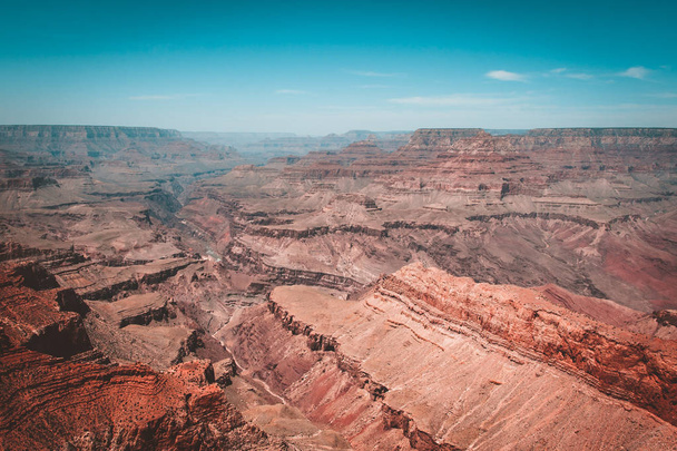 Colors and layers from the southern rim of Grand Canyon National Park.Teal and orange view. - Foto, imagen