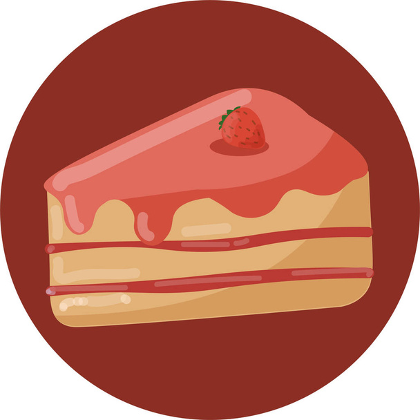 Pedazo de pastel de fresa
 - Vector, Imagen