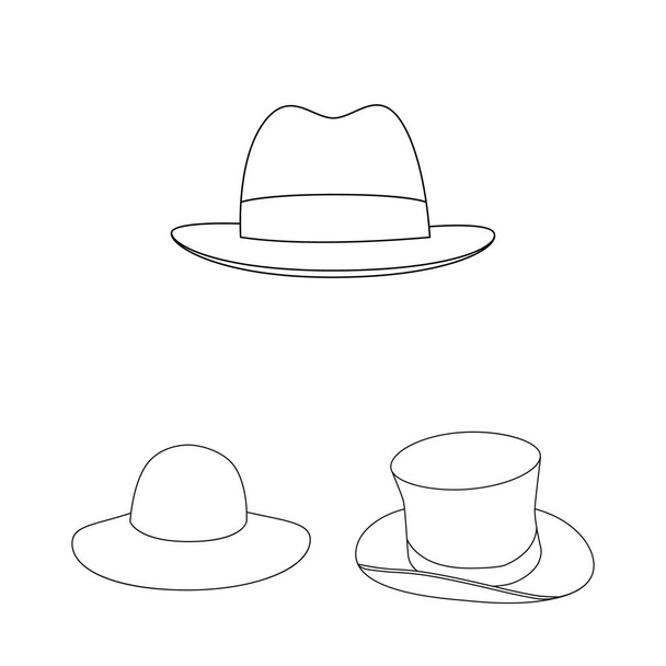 Vector design of hat and cap sign. Set of hat and model vector icon for stock. - Vettoriali, immagini