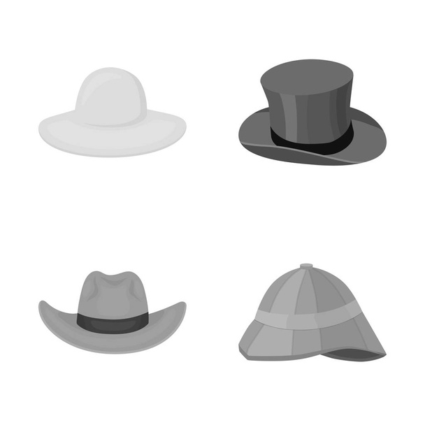 Isolated object of hat and cap symbol. Collection of hat and model stock symbol for web. - Vector, Image