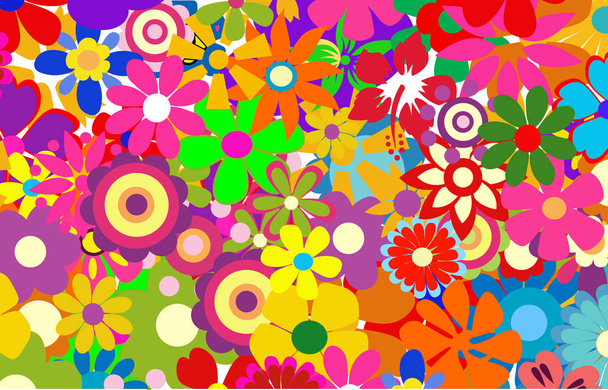 colorful spring flowers vector illustration  - Vektör, Görsel