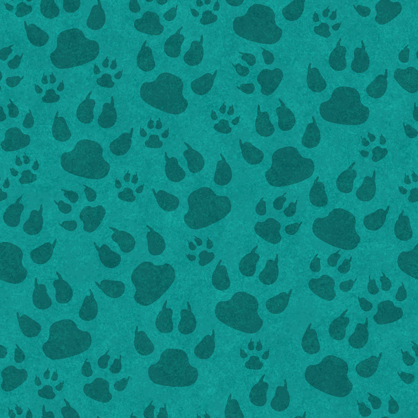 Kékeszöld macska mancsa nyomtat varrat nélküli mintát háttér textúra - Fotó, kép