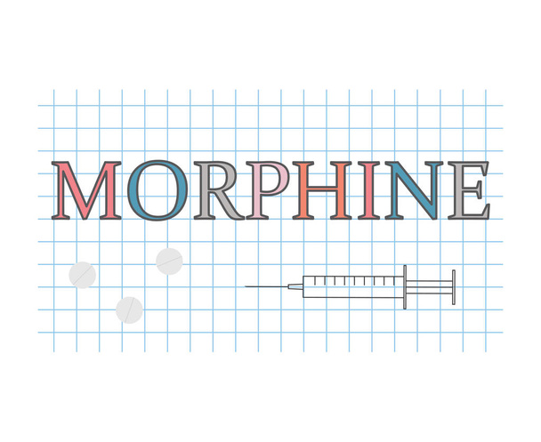 morphine word on checkered paper sheet- vector illustration - Вектор,изображение