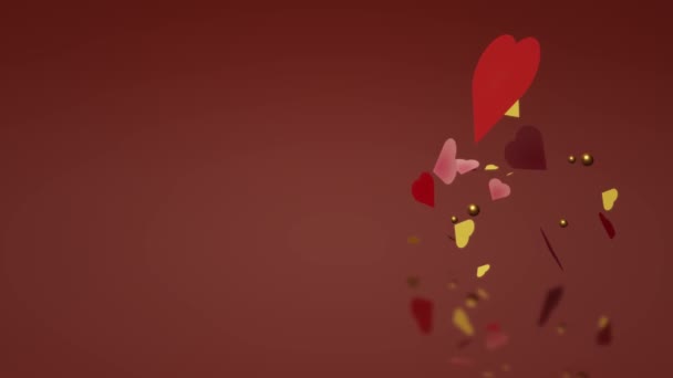 A 3D-s szív, piros háttér felvételeket a szerelem tartalom. - Felvétel, videó