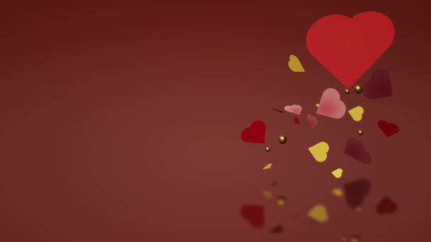Miłość 3d serce na czerwonym tle nagrania zawartości. - Materiał filmowy, wideo