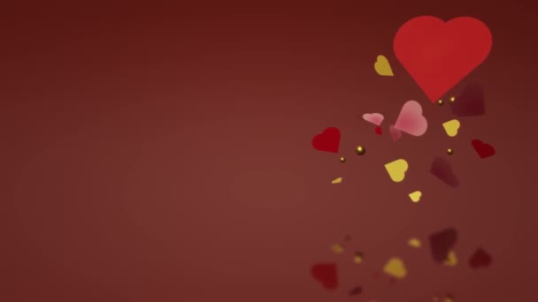 Miłość 3d serce na czerwonym tle nagrania zawartości. - Materiał filmowy, wideo
