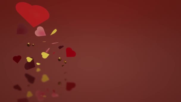 赤の背景映像に 3 d のハートの愛コンテンツ. - 映像、動画