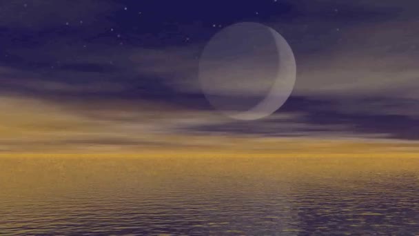 Moonlight over ocean - 3D render - Footage, Video