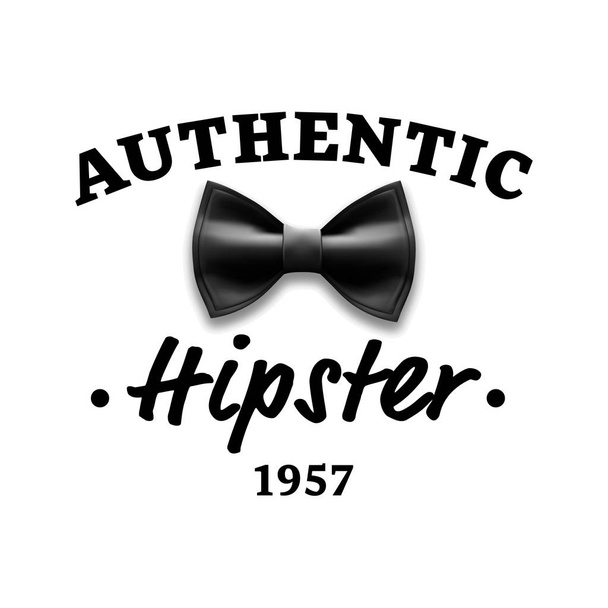 Autentické Hipster Label vektor. Prvek návrhu značky. Motýlek. Realistické ilustrace - Vektor, obrázek
