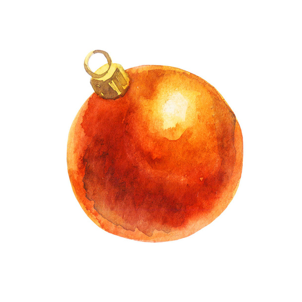 Watercolor illustration. New Year's Christmas ball, Christmas toy, Christmas decoration - Foto, Imagem