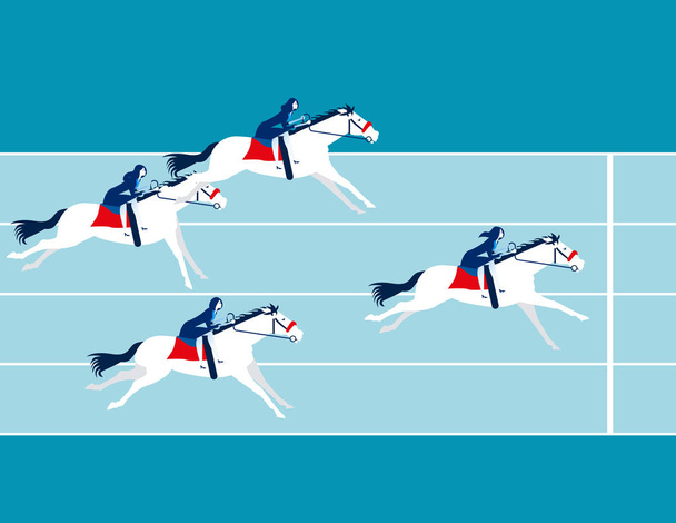 Business race. Business people ride a horse. Concept business vector illustration. - Vector, Image