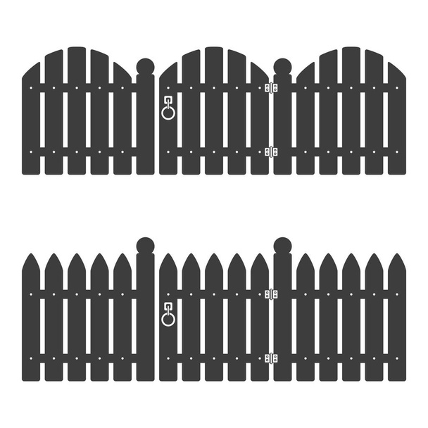 Wooden fence with gate. - Vector, Image