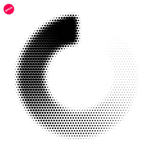 Halftone dots graphic elements, abstract incomplete circle, vector illustration - Vector, Image