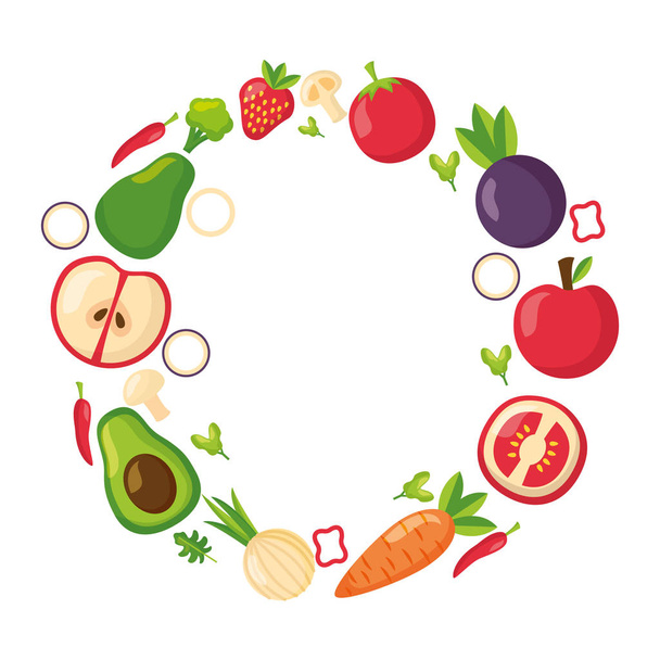 alimentos saludables frescos - Vector, Imagen