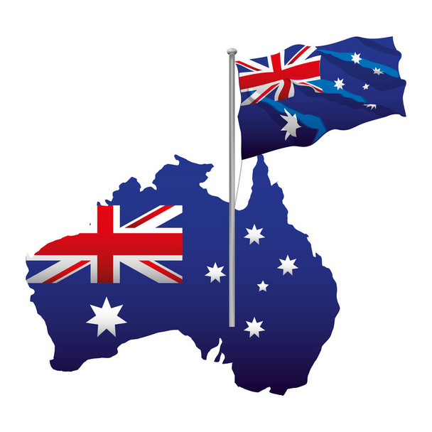 Australská vlajka mapa - Vektor, obrázek