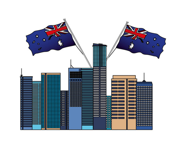 Ausztrál város és ország zászlók - Vektor, kép