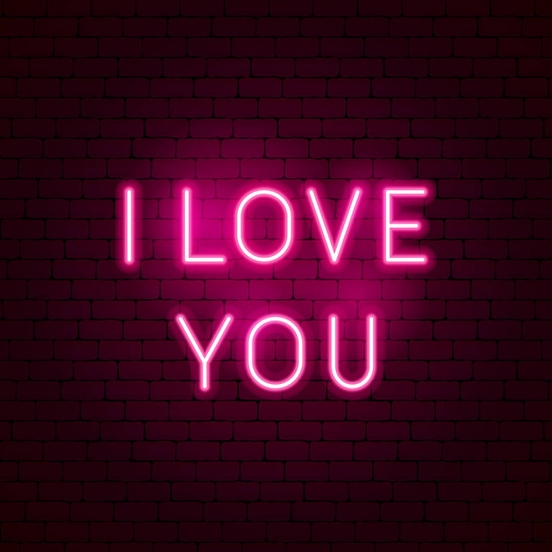 I Love You Neon Sign - Vector, Image