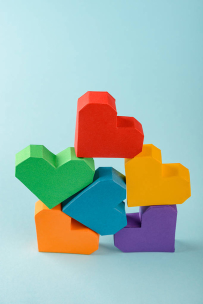 Multicolor stack of paper hearts - Foto, imagen